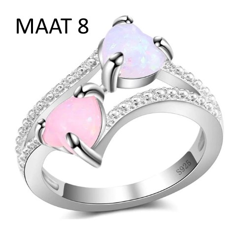 2 kleurige ring hartvorm - Maat 8 2 kleurige ring hartvorm - Maat 8